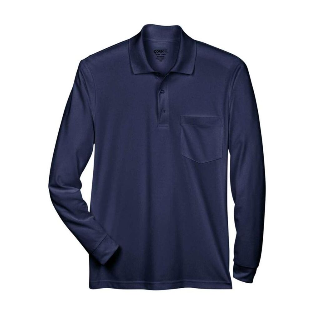 CORE365 Pinnacle Performance Long Sleeve Piqu Polo with Pocket / Classic Navy